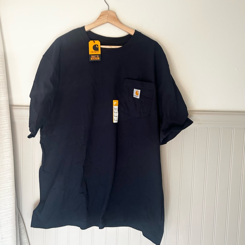 ⭐️ NEW Carhartt Men's Large Loose Fit Dark Navy Blue Short Sleeve Pocket TShirt